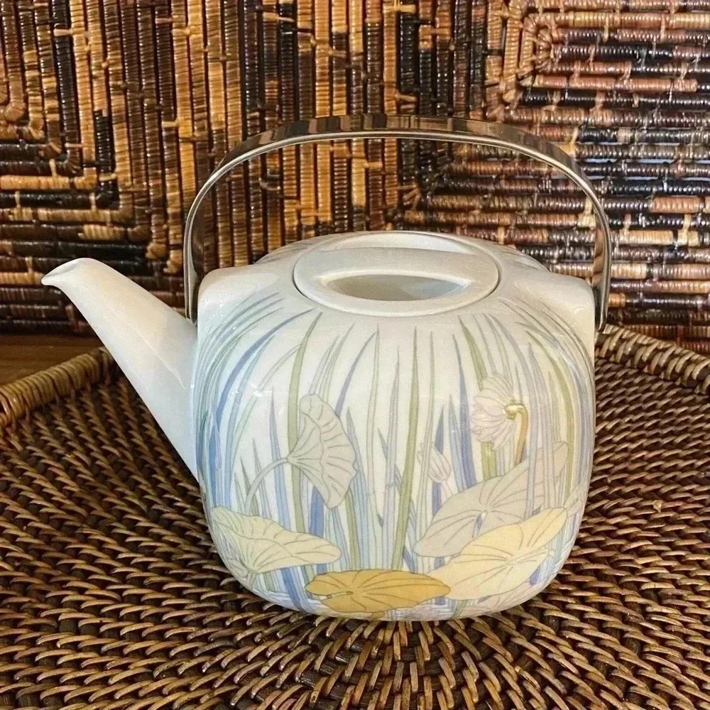 Rosenthal Vintage Porcelain Teapot Coffee Pot Alain Le Foll MCM Asian Floral - Picture 2 of 13